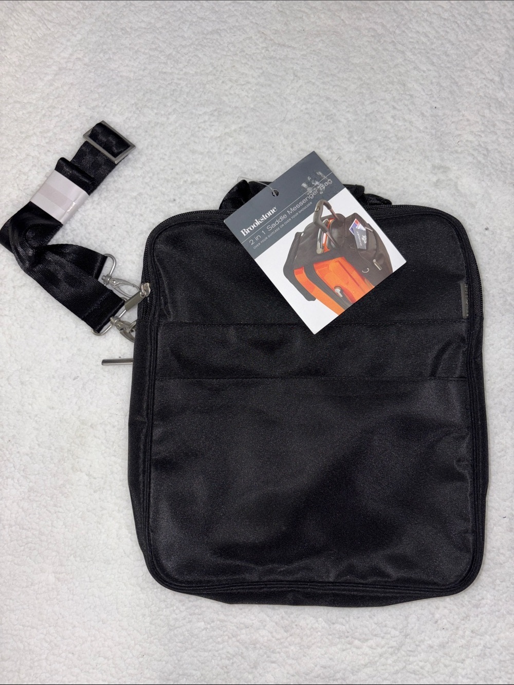 Brookstone Black 2 in 1 Saddle Messenger Bag Compact Crossbody Organizer